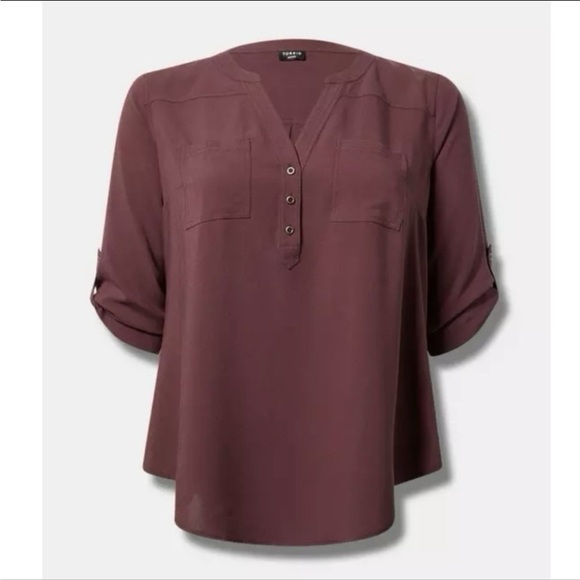 torrid Tops - Women's Button-Front Tunic Top - Plum
